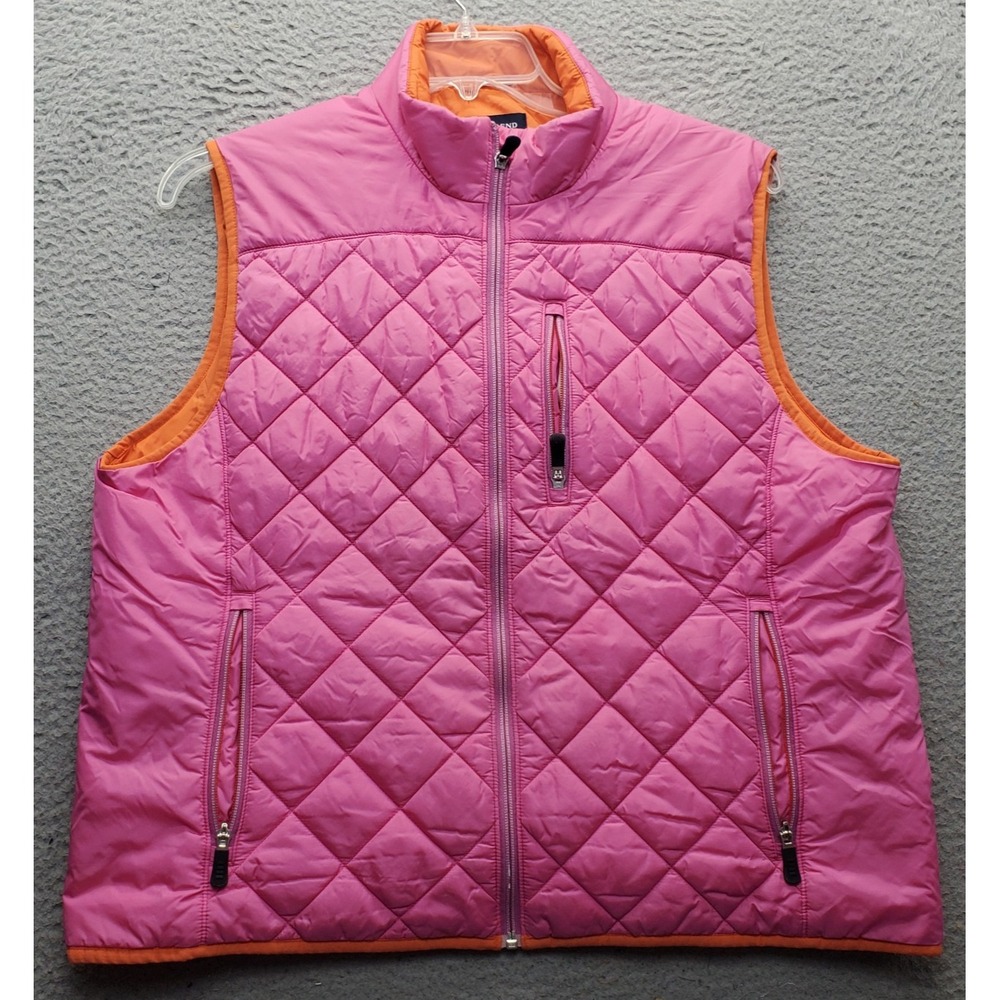 Lands' End Quilted Vest Youth XL Pink PrimaLoft Sleeveless Mock Neck Full Zipper